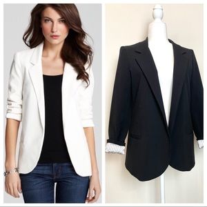Aqua Bloomingdale's Boyfriend Blazer in Black, Size M